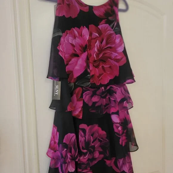 Slny Womens Floral Flutter Sheath Dress Black 10